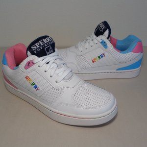 Sperry Size 8 M SB19 PRIDE White Leather Sneakers New Women's Shoes